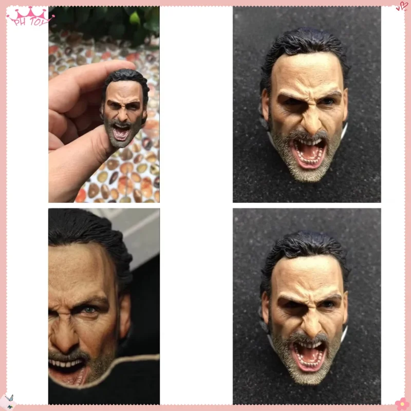 

1/6 Scale WWII Male Solider Shouting Head Sculpt Masterpiece Man Head Carving Model for 12in Action Figure Doll Accessory Toy
