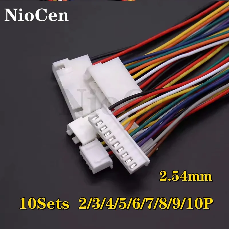 10Sets JST XH2.54 XH 2.54mm Wire Cable Connector 2/3/4/5/6/7/8/9/10 Pin Pitch Male Female Plug Socket 20cm Wire Length 26AWG