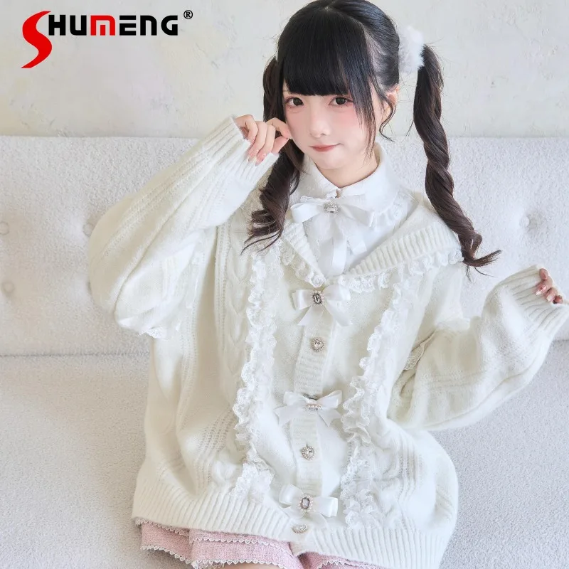 Japanese Lolita Sailor Collar Sweater Cardigan Jacket Mine Series Mass-produced Long-sleeved Single-breasted Exquisite Knitwear