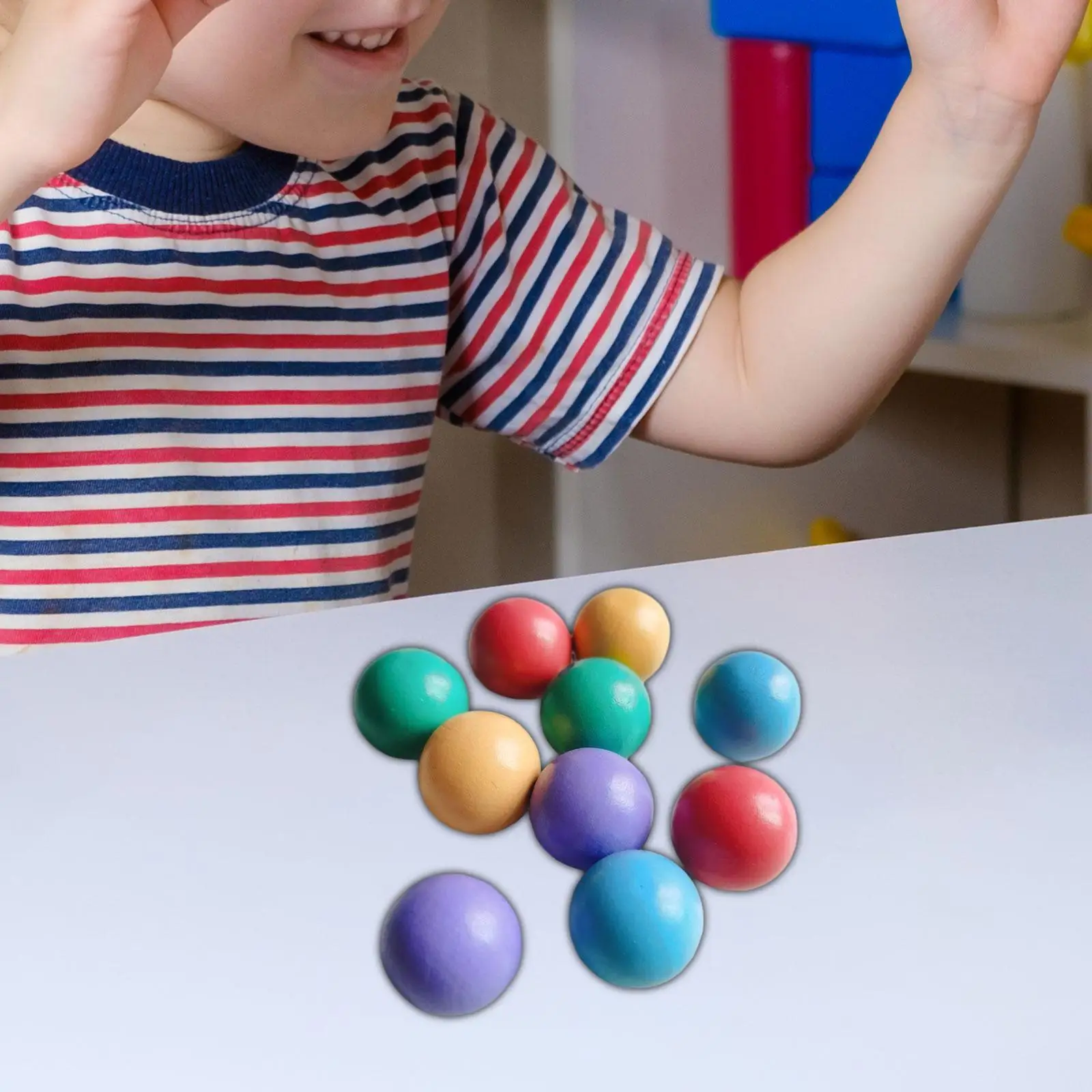 10Pcs Wooden Rainbow Ball Toys Color Recognition Hand Eye Coordination Fine Motor Skills Preschool Learning Toy for Children