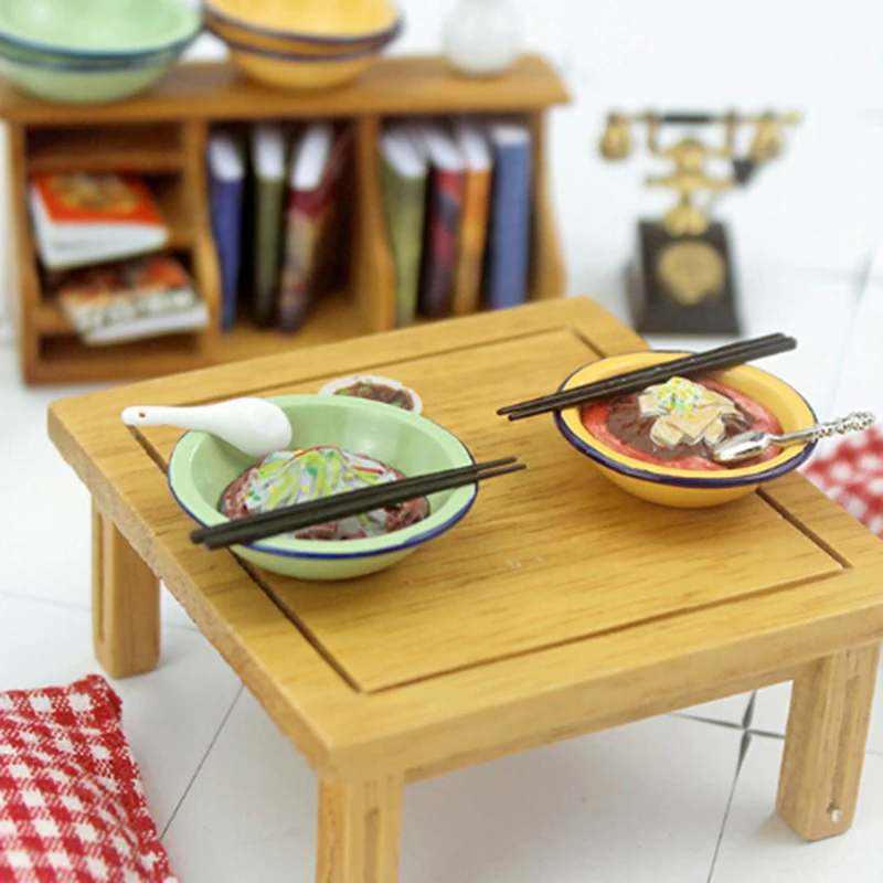 1/12 Dollhouse Miniature Accessories Mini Vintage Soup Pot Bowl Plate Simulation Model Furniture Toys For Doll House Decoration