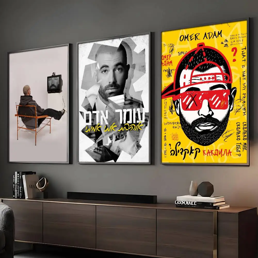 Pôster de Singer Omer Adam, Arte HD, Adesivo de Parede Impermeável para Decoração de Sala de Estar e Bar