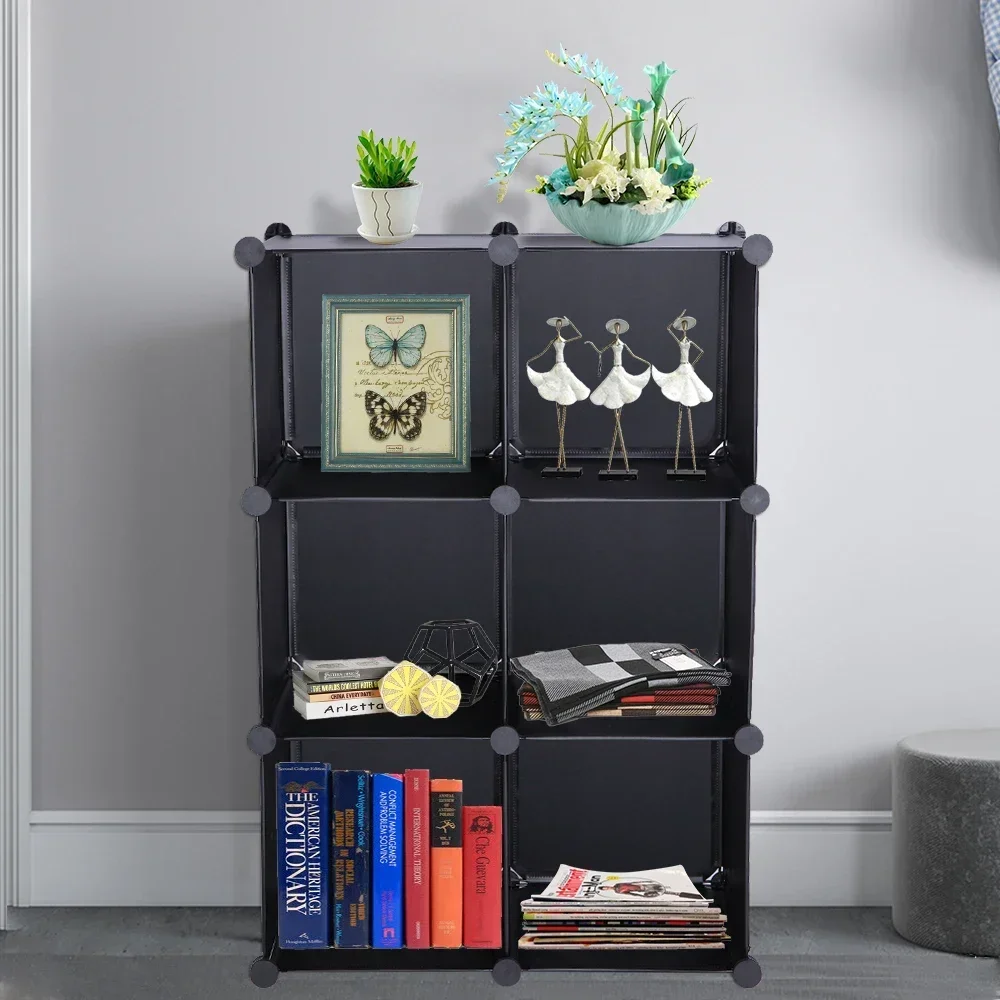 

6 Cubes Storage Organizer, Bookcase, Display Shelf With Wooden Mallet, Cabinet Storage For Kids, Adult, Office, Bedroom,