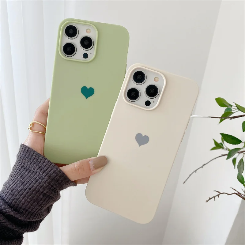 Soft Simple Candy Color Love Heart Phone Case For Iphone 11 12 13 14 15 Pro Max Silicone Soft TPU Back Cover Iphone XS MAX Case image 4