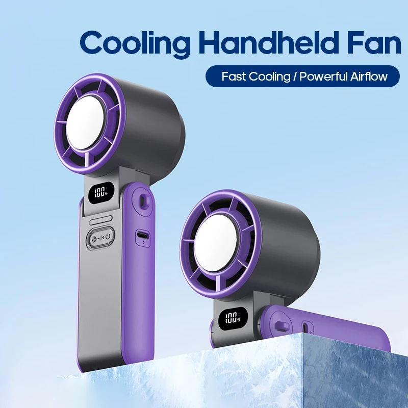 مروحة محمولة قابلة للطي في الهواء الطلق، تبريد صغير قابل لإعادة الشحن، 3600 مللي أمبير في الساعة، 100 مستوى، تحكم مجاني، مروحة توربو عالية السرعة