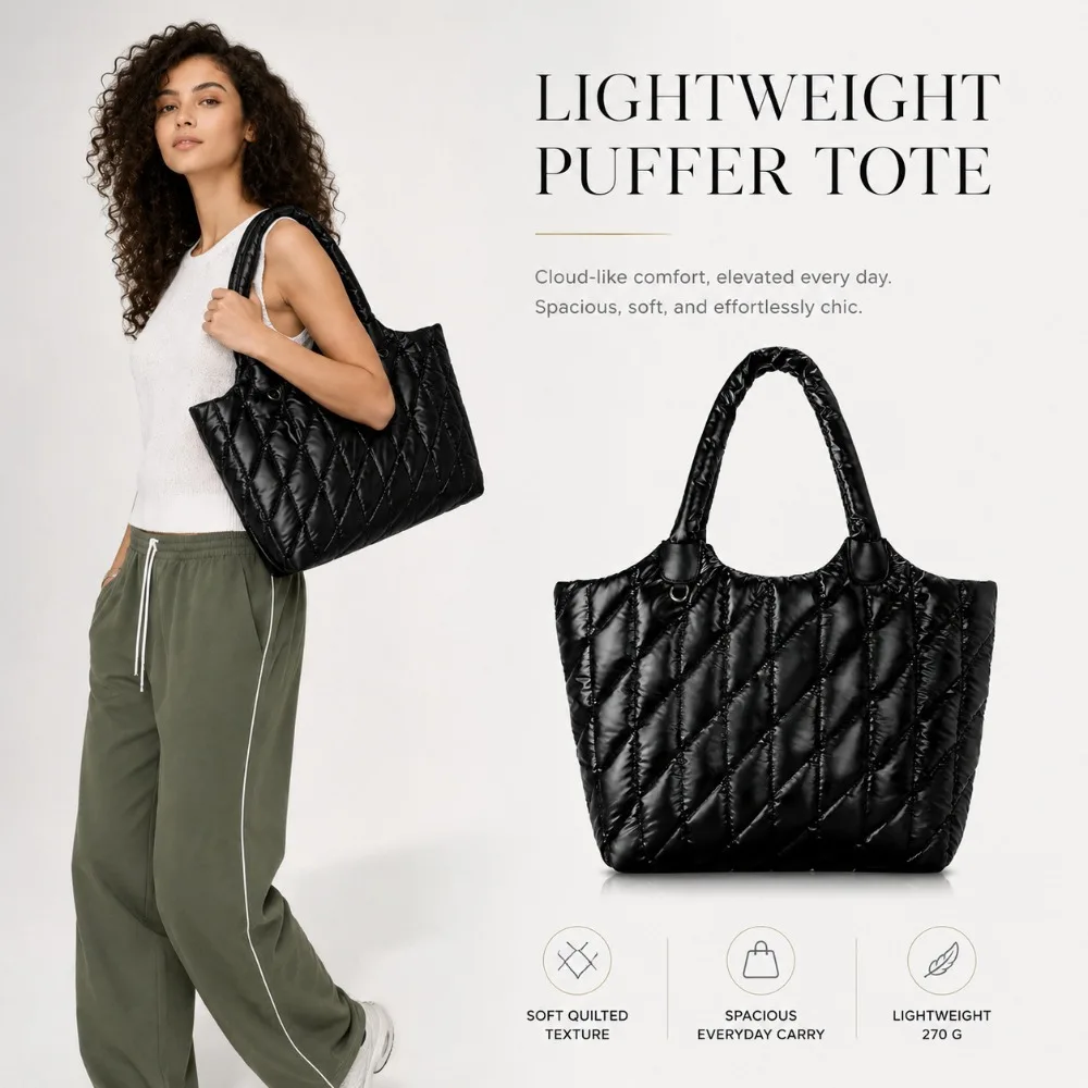 Casual Large-capacity Rhombus Quilted Filled Cotton 2026 Autumn and Winter New Lightweight One-shoulder Underarm Bag Unique