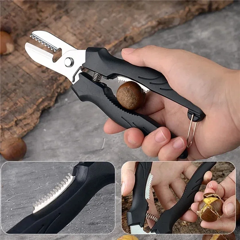 Creative Chestnut Clip Stainless Steel Walnut Clip Multi-functional Sheller Chestnut Peanut Opener Kitchen Tools Cutter Gadgets