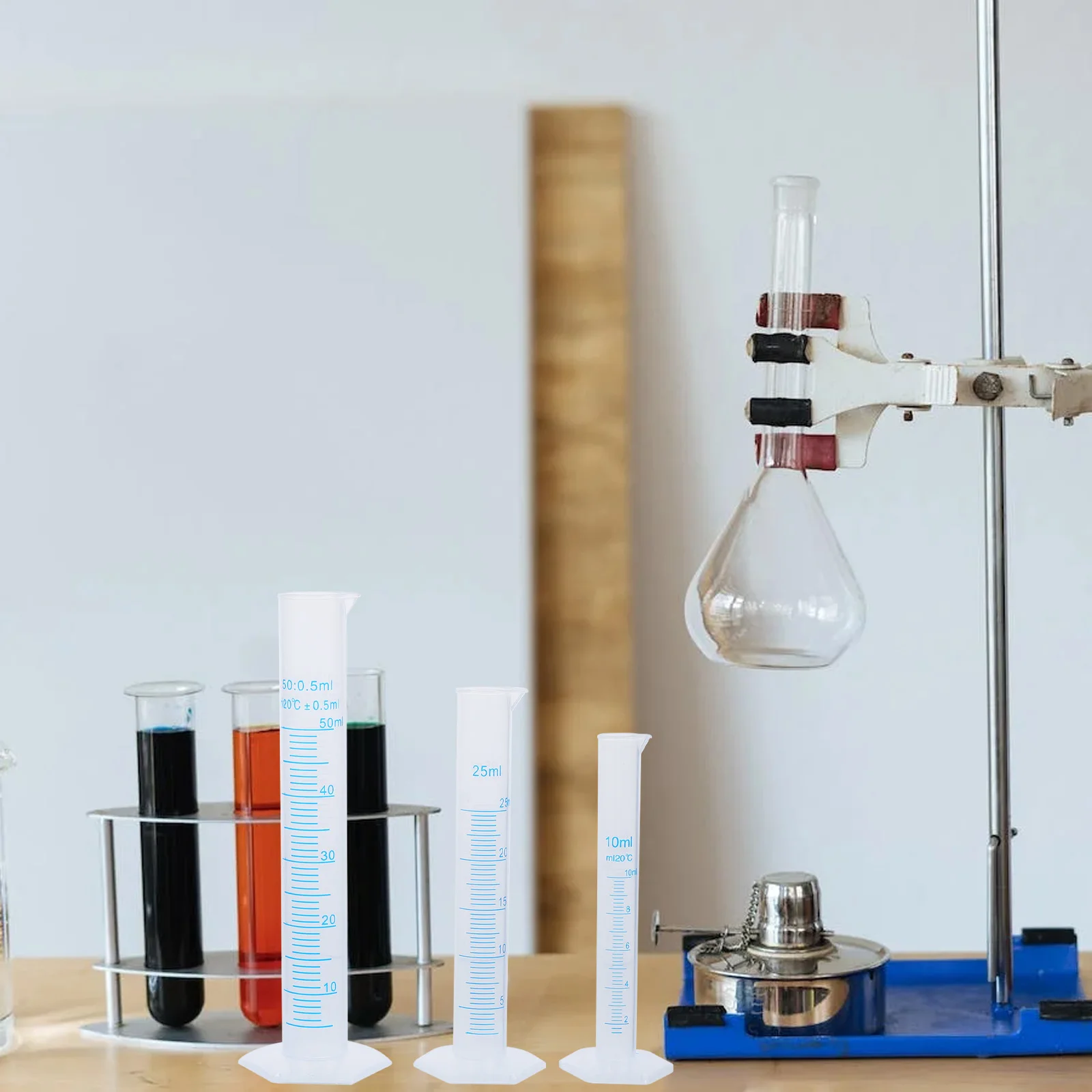 

4Pcs Plastic Graduated Measuring Cylinder Set Transparent Durable Food-Grade Stable Roll-Resistant 10ml 25ml 50ml 100ml