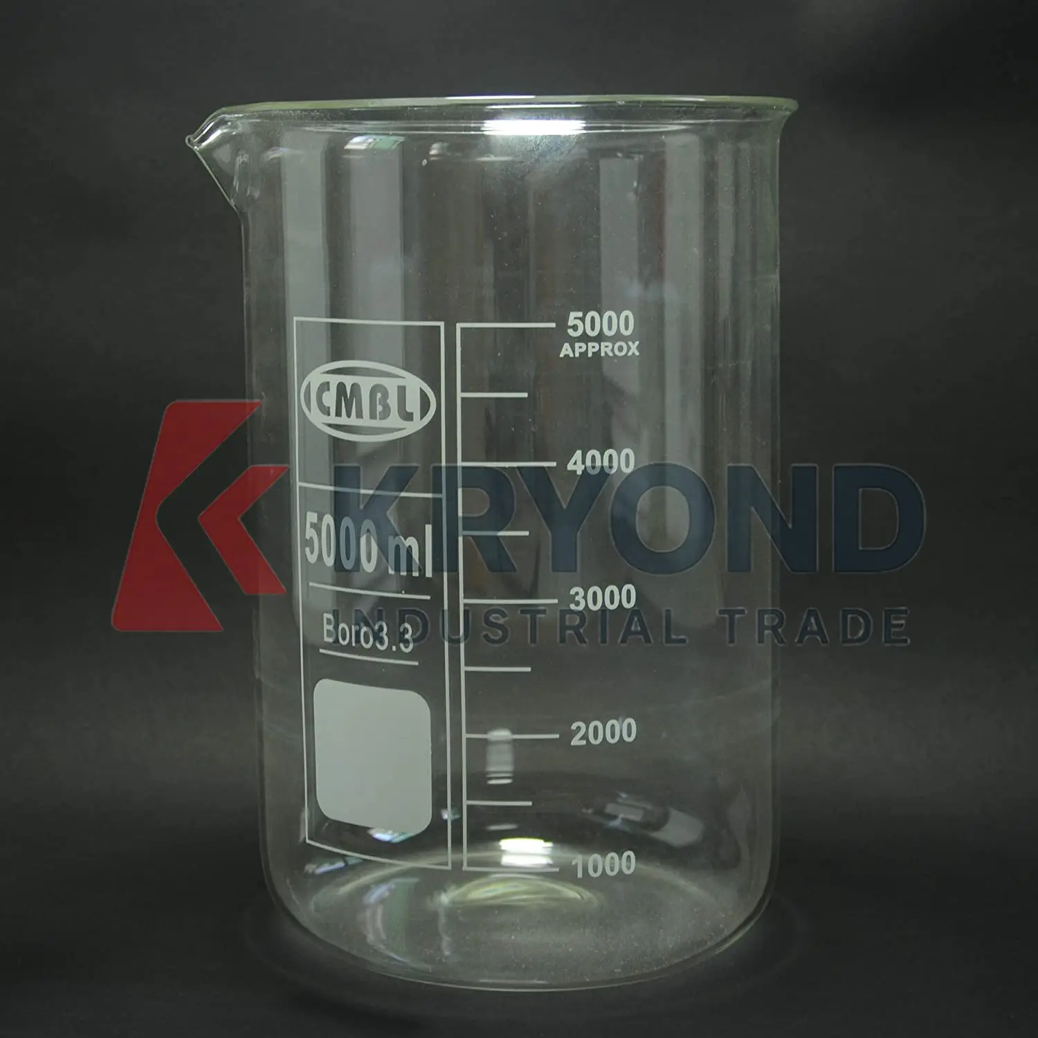 Beaker Kaca 5L 5000mL Bentuk Rendah dengan Corong Borosilikat 3.3 Peralatan Kaca Produk Asli