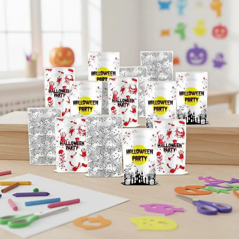 Halloween Goodie Bags Bulk 10/30 Pcs Portable Handle Snack Gift Pouches for Trick or Treat Party Favor Supplies