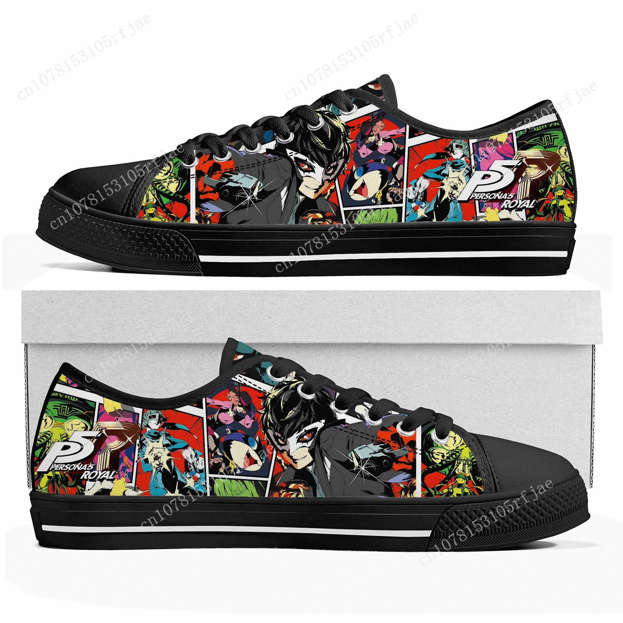 Anime Cartoon Game Persona 5 Low Top Sneakers Womens Mens Teenager High Quality Shoes Casual Fashion Tailor Made Canvas Sneaker