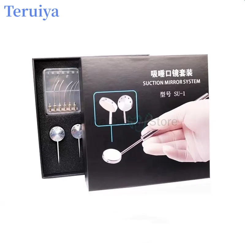 Dental Portable Saliva Suction Kit - Mouth Mirror, Metal Irrigator & Silicone Ejector Tube
