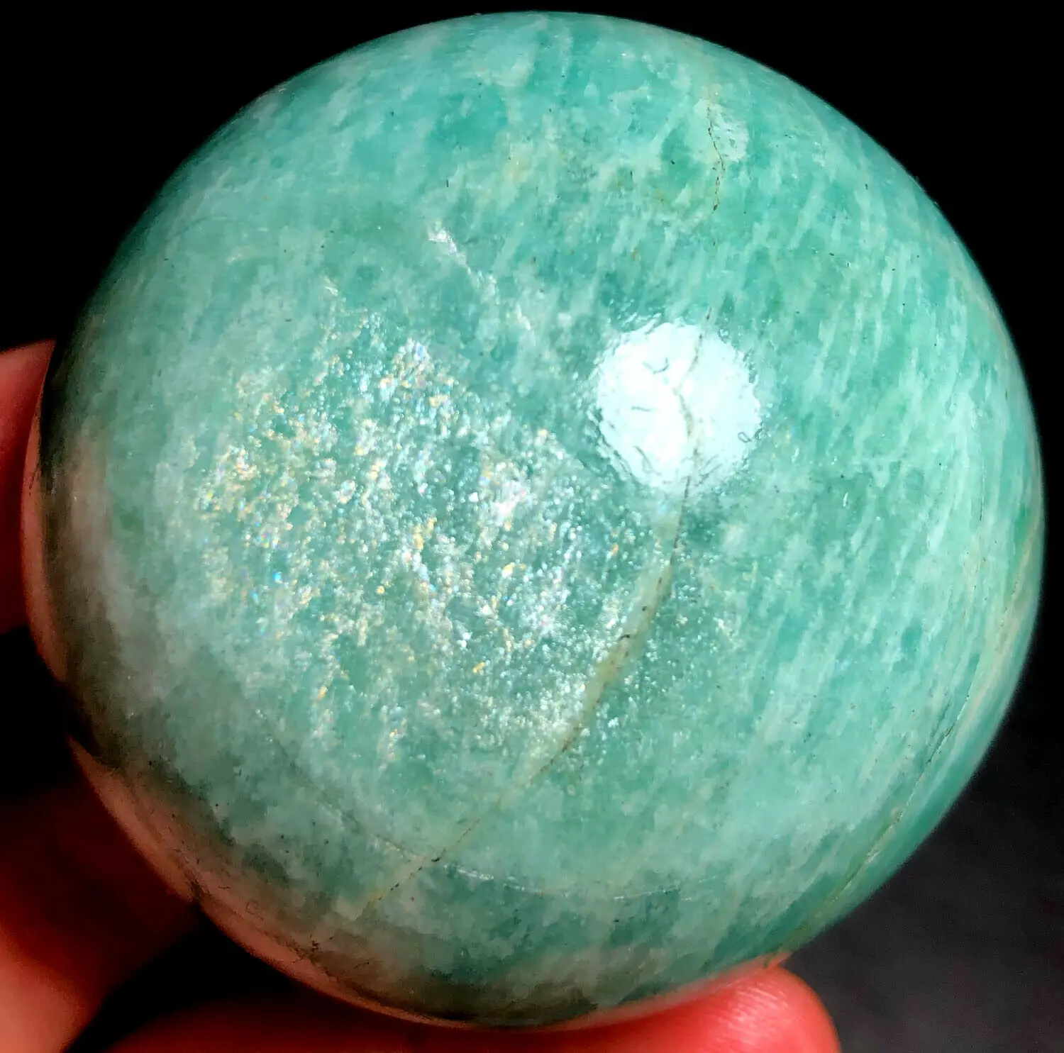 Natural amazonite Crystal Polished Sphere Ball Tianhe stone Healing Crystal Gemstone Flash Glossy Stone Decoration