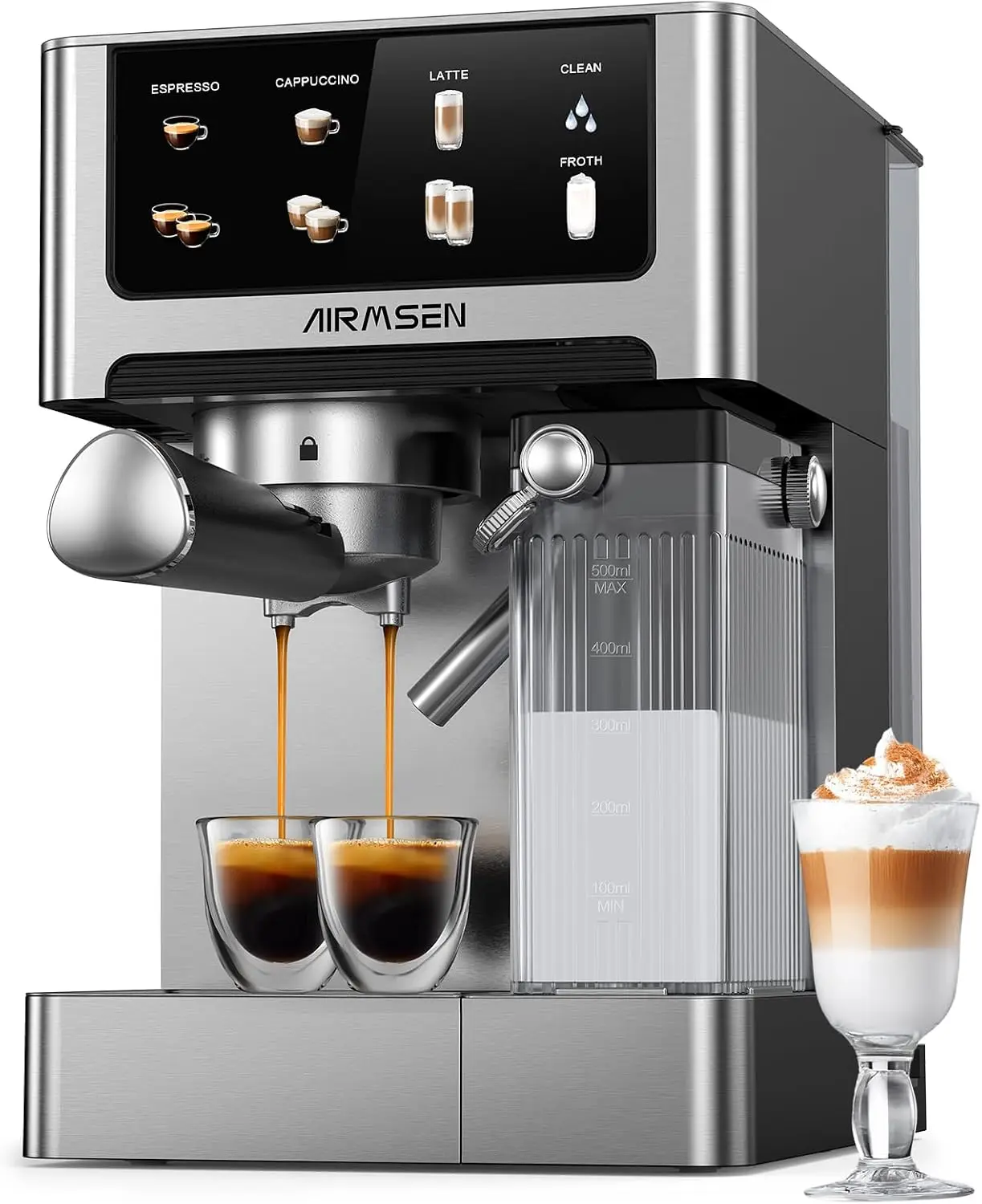 20 Bar Espresso Machine with Automatic Milk Frother, Cappuccino & Latte Coffee Maker with Quick Brew Dual Boiler (1350W +