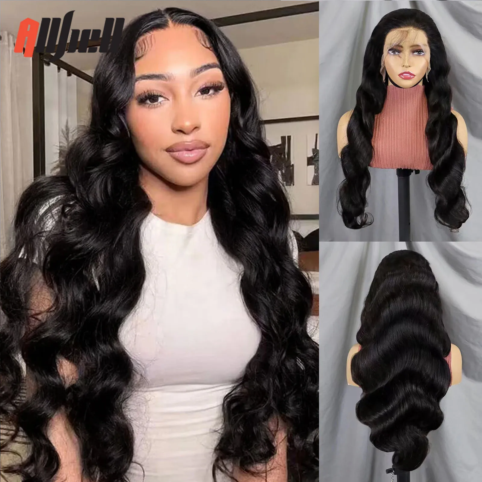 

30 Inch Natural Wave Human Hair Full Lace Front Wigs for Black Women Afro Africian Long Black Curly Wigs for Daily Wear