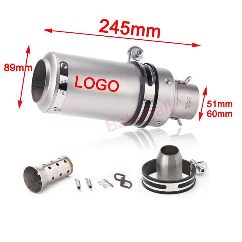 Universal Motorcycle 51mm 60mm sc Exhaust Pipe Escape Modified-project Scooter Muffler For CBR500 FZ6N R3 R6 GSXR1000 tmax530