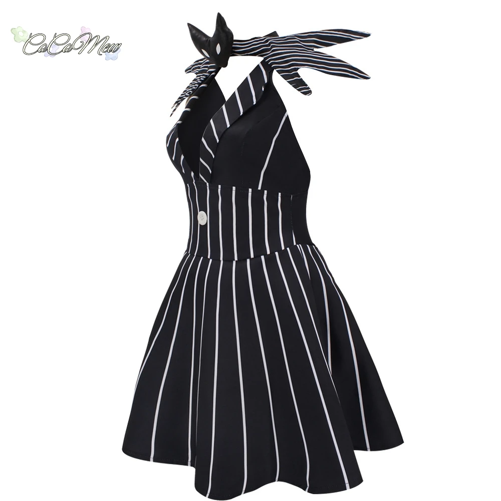 The Night Jack Skellington Cosplay Traje para homens e mulheres, roupa de Natal, vestido listrado preto, festa de Halloween, roupas extravagantes