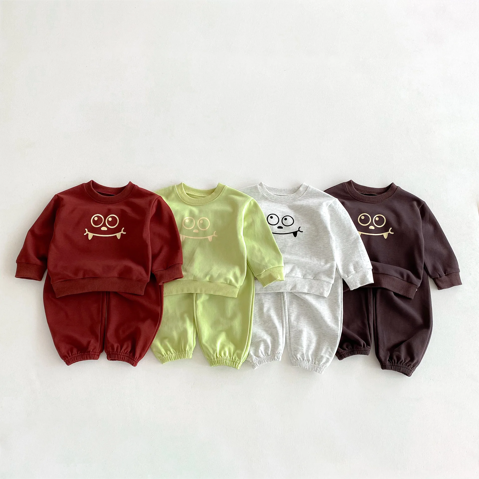 

2025 Autumn New Children Long Sleeve Clothes Set Boys Girls Cartoon Letter Sweatshirt + Pants 2pcs Suit Cotton Kids Casual Set