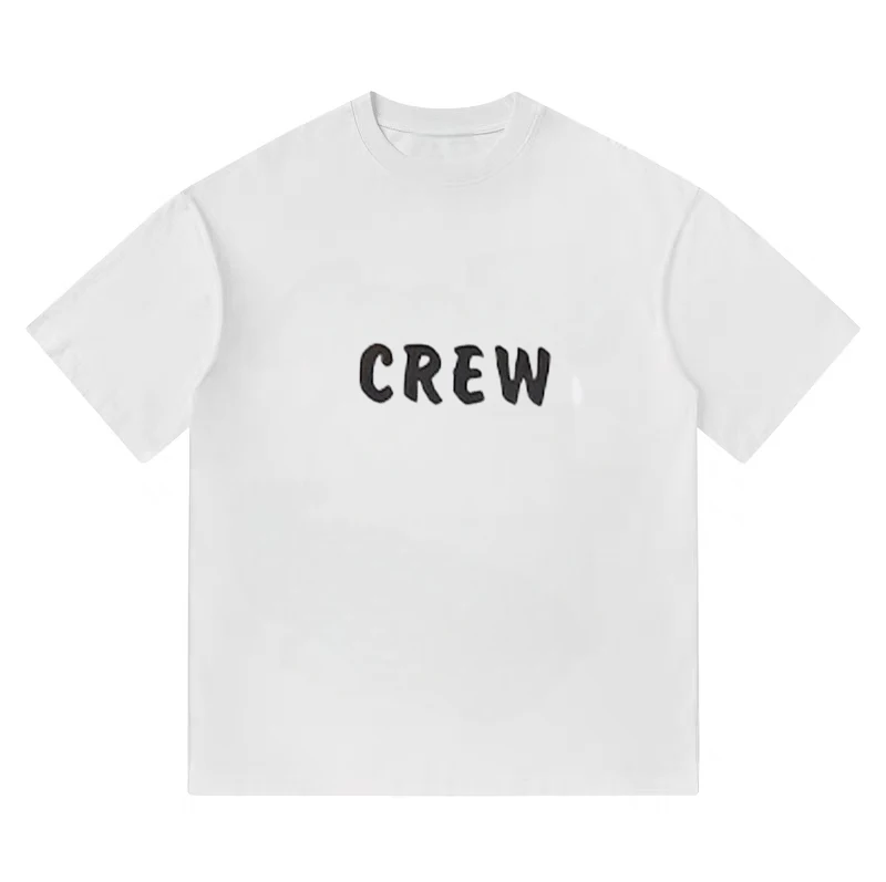 

Crew Letter Print Short-sleeved Couple T-shirts, American High Street Loose Pure Cotton Half-sleeved, 2025 New Trendy Brand