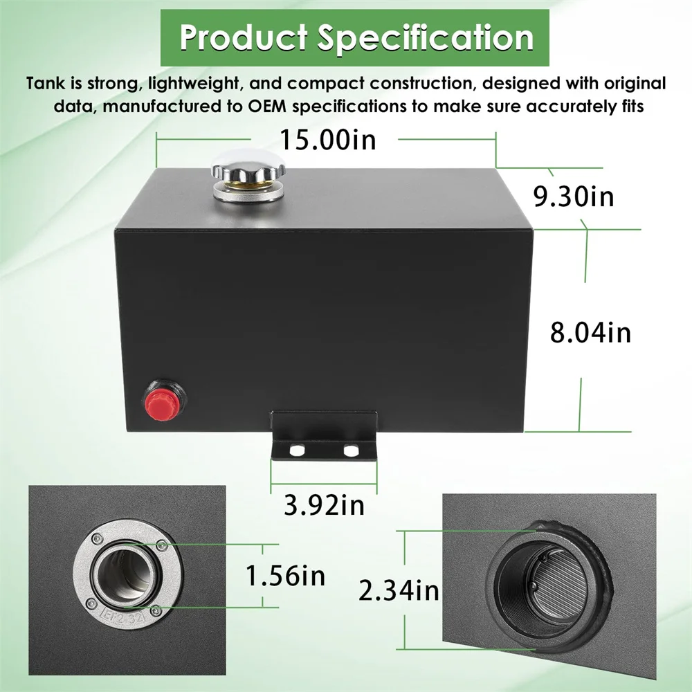 5 Gallonen 14 Gauge Stahl Hydraulik flüssigkeits behälter mit Einlass 1-1/2 "fnpt Port Auslass 1/2" fnpt Port integraler Montage fuß – Detail 11