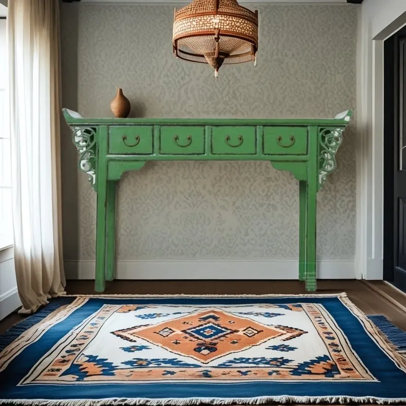Green warped head strip case solid wood antique and old entrance table Shentai Ming and Qing classical furniture case table