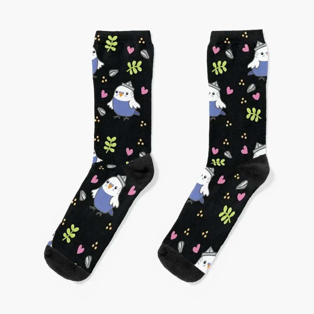 

Cute Blue Budgie - Black Socks floor Crossfit Socks Women's Men's