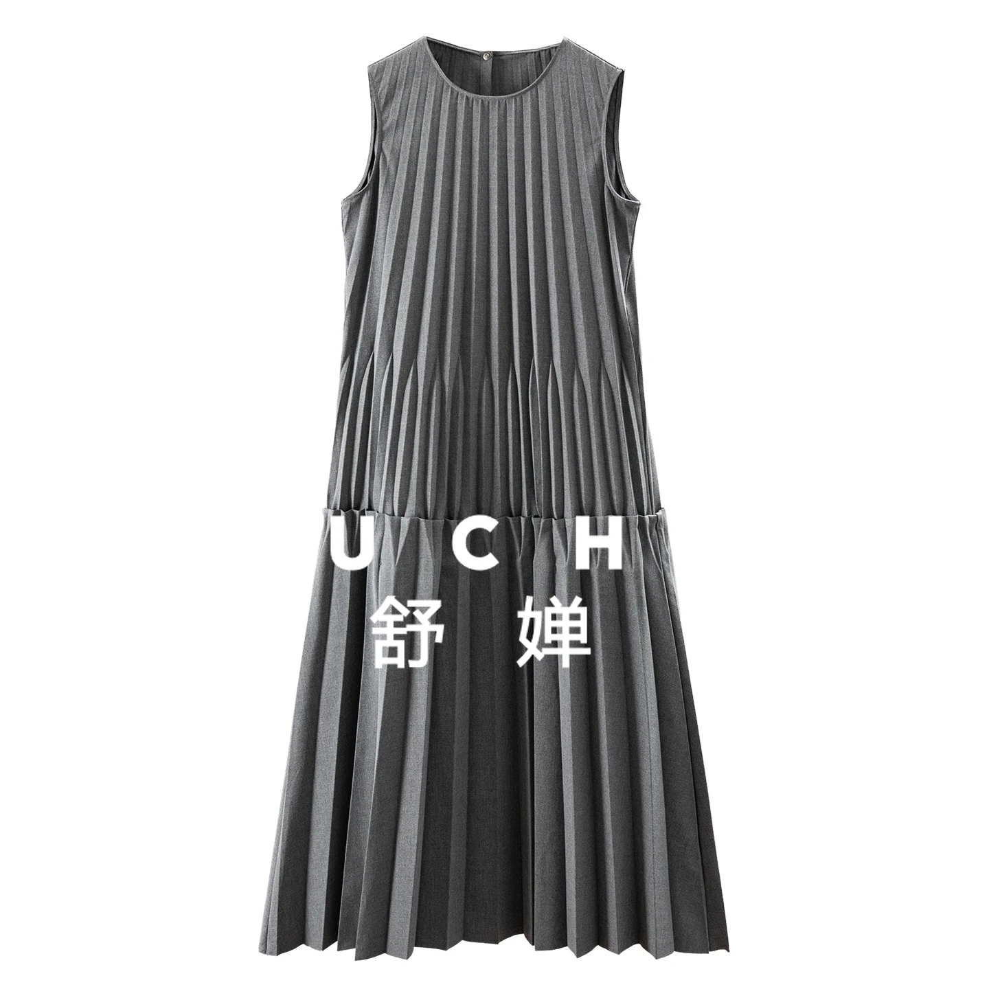 

2M Large Skirt Three-dimensional Pleated Crew Neck Vest Dress Women's 96E0 Vestidos De Mujer Elegantes Para Fiesta 2026