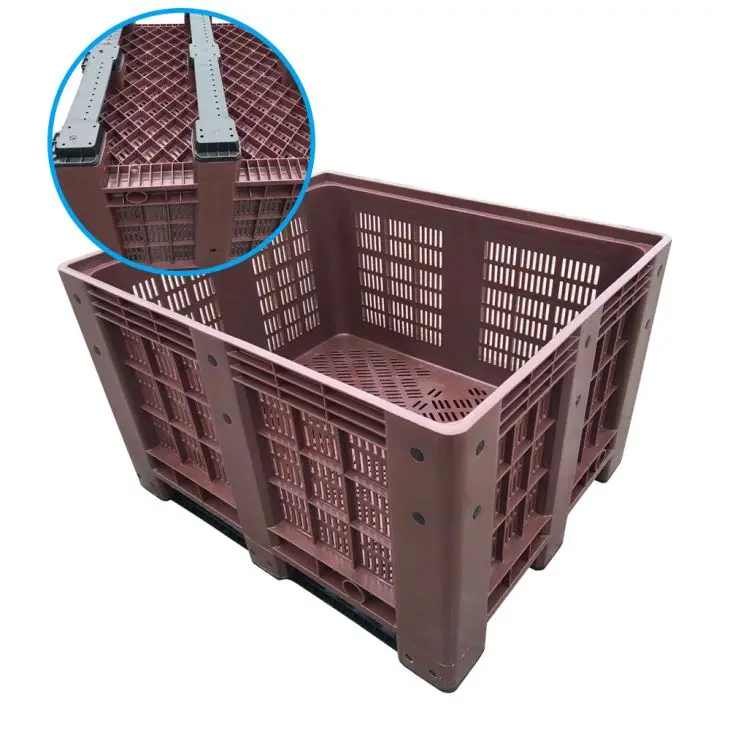 Heavy Duty Large Vented Food Grade Plastic Bulk Bin Stackable Pallet Crates for Sale