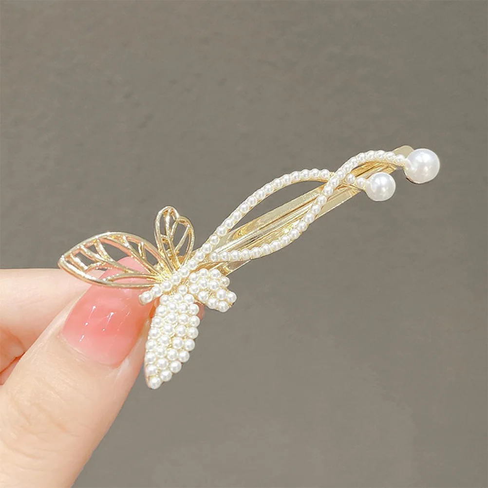 

4Pcs Pearls Bridal Hair Clips Butterfly Style Wedding Party Side Clip Hairpin Barrette for Women Girls Pearls Hair Clip