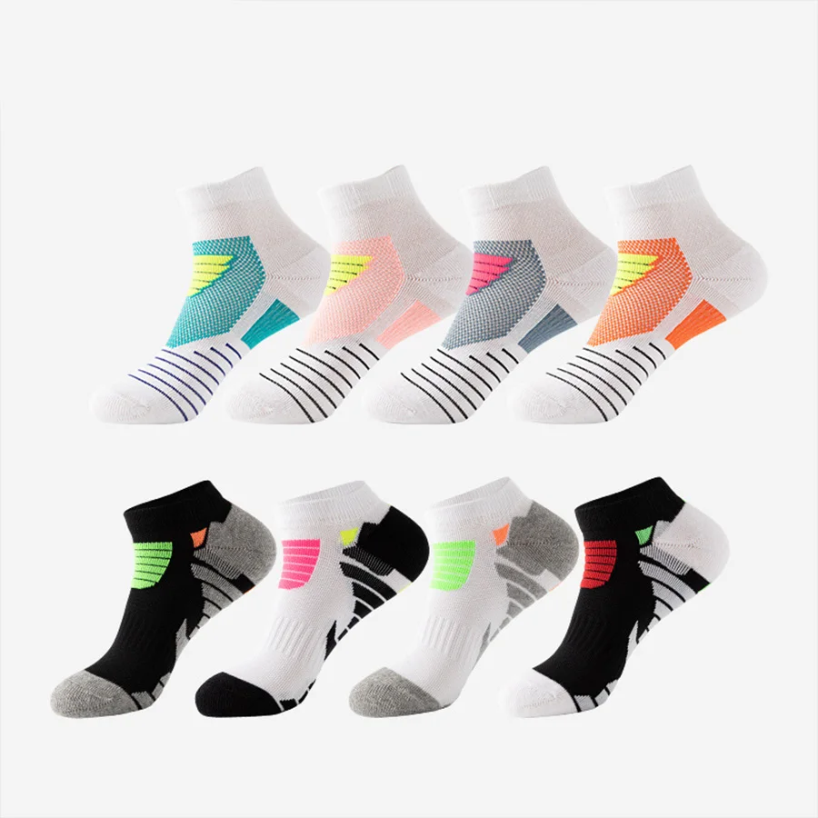 

4 Pairs Marathon running socks for men and women, adult terry sole, comfortable cushioning outdoor sports socks