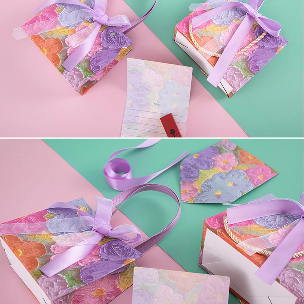 1 Pcs Holiday Party Gift Bag Paper Bag with Handle Gift Colored Paper Bags With Special Desigh