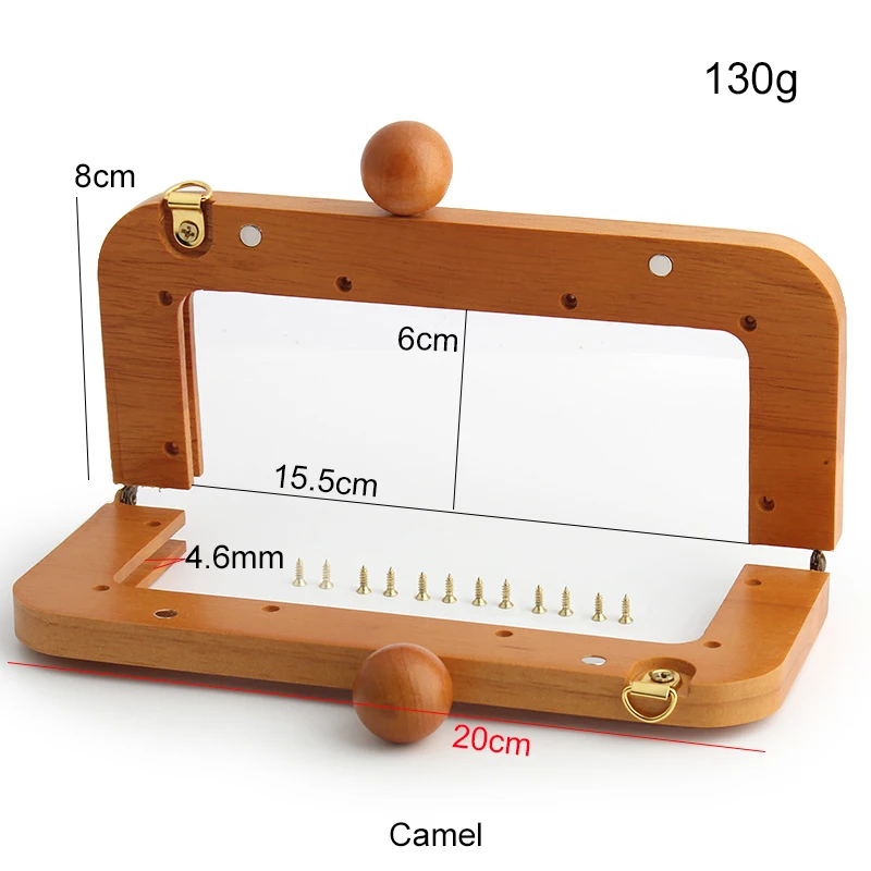 1PC Wallet DIY Frame Lock Wooden Handle Knitted Bag Retro Bag Solid Wood Curved Handle With Wooden Beads With Screws