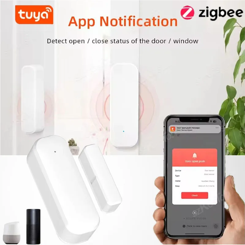 Smart Tuya ZigBee Door Window Sensor Magnetic Security Protection Alarm Smart Home Door Open Closed Detector Alexa Google Home