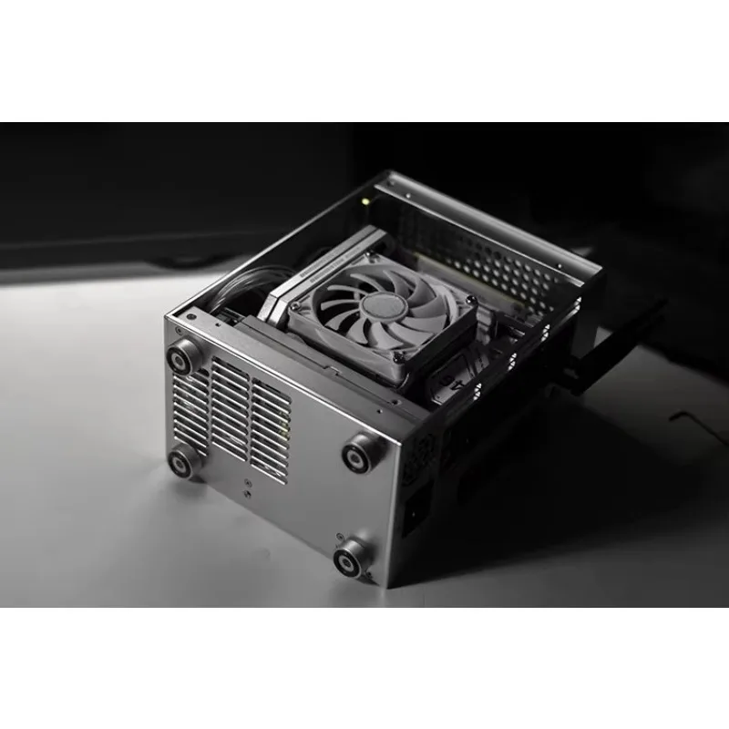 1U All‑Aluminum Back‑To‑Back A4 Size Mini PC Chassis Compact Desktop Computer Case