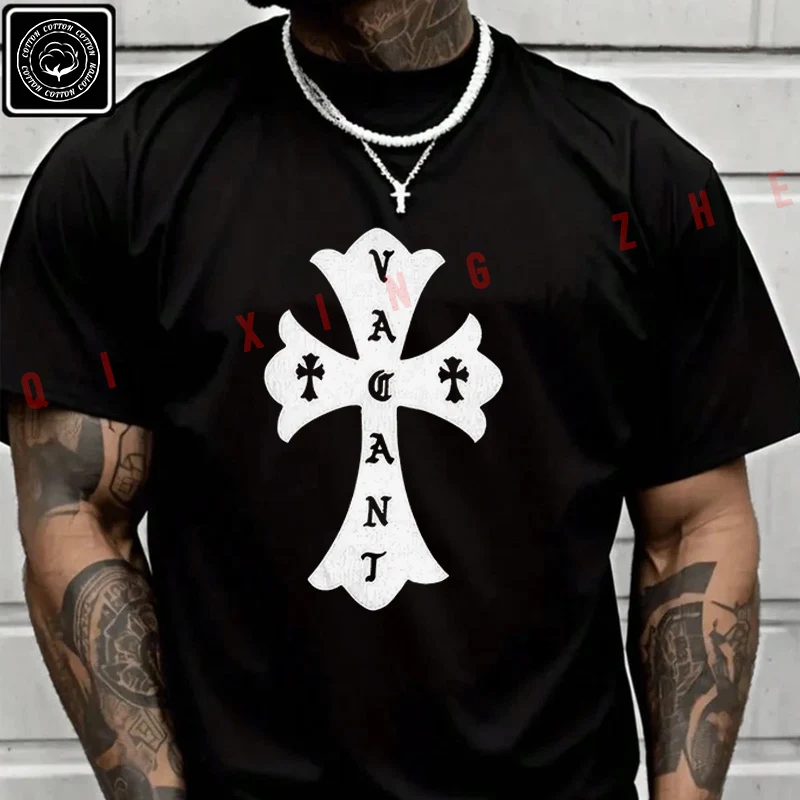 

PRETTY VACANT Cross Motorcycle Men's And Women's T-shirt Summer Cotton Short Sleeved Casual Basic TShirt Tops