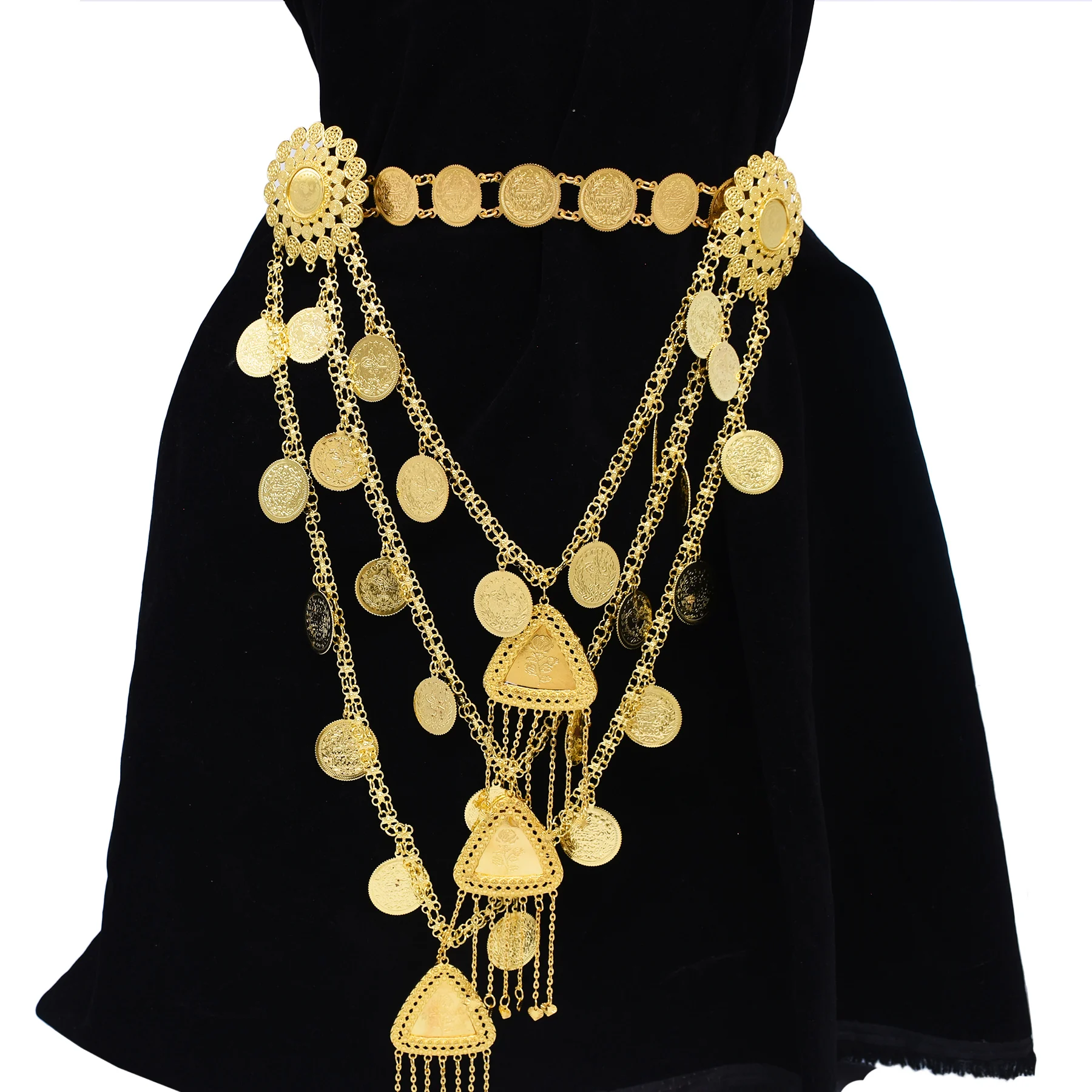 متعدد الطبقات عملات سلسلة الهندسة قلادة المرأة الجسم سلاسل البوهيمي الكتف سلسلة الغجر ثقب البطن الرقص الكرندية الإكسسوار #1