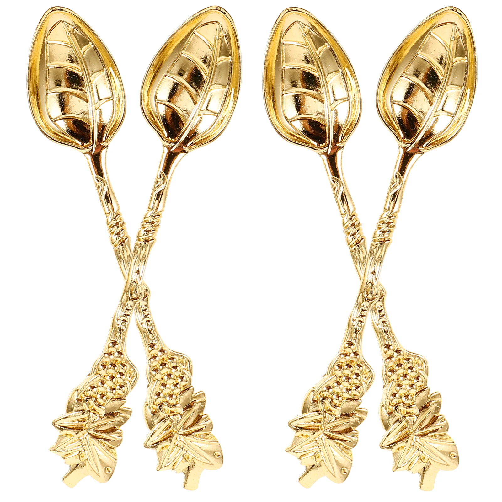

4pcs Gold Coffee Spoons Vintage Zinc Alloy Dessert Tea Scoop For Espresso Sugar Mousse Cake Ice Cream Tasting Kitchen Bar