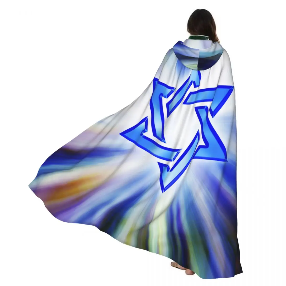 

Звезда Давида синий еврейский Израиль плащ с капюшоном пальто Хэллоуин косплей костюм вампир дьявол волшебник накидка платье вечерние