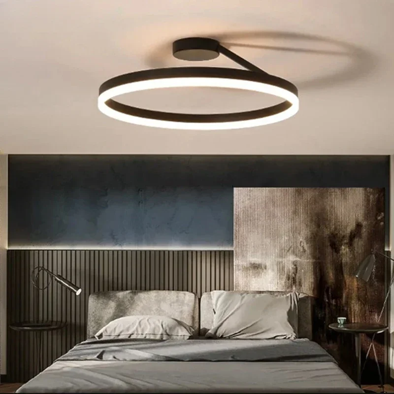 

Modern LED White Black Indoor Ceiling Light Home Decor Circular Lamps 40/50/60CM Fixtures Living Room Bedroom Lighing Lustre