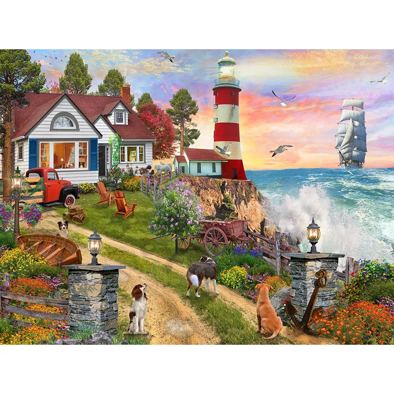 New 5D DIY Diamond Painting Landscape Head Diamond Embroidery Sea View Cross Stitch Full Square Round Drill Home Decor Art Gift