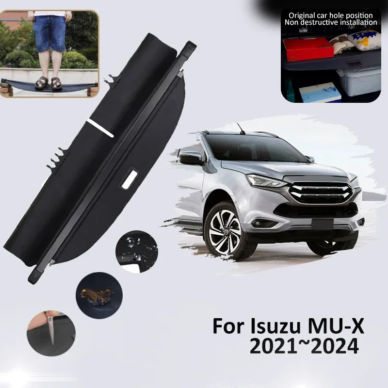 Trunk Cargo Cover For Isuzu MU-X MUX MU X 2021 2022 2023 2024 Rear Tray Security Shield Curtain Partition Covers Car Accessories