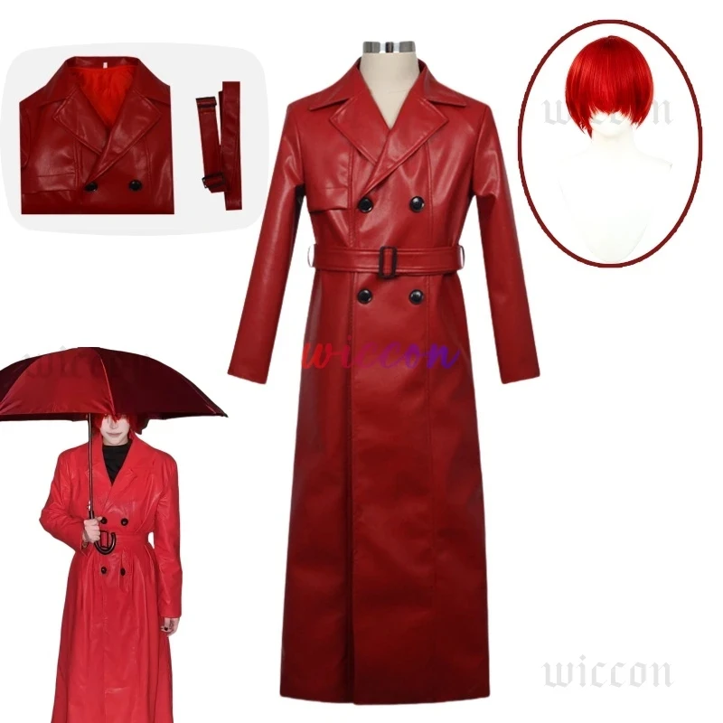 

☎UWAWA Mr Scarletella Game Homicipher The Enigmatic Antagonist Cosplay Costume Red Wig Red Trench Coat Women Men Holloween Cust☎