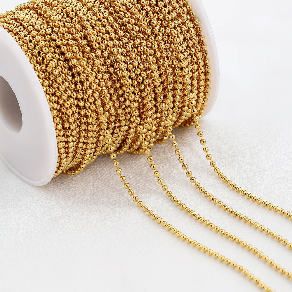 2-5Meter Stainless Steel Gold Color Ball Bead Chain Necklace Bead Chains for Jewelry Making Handmade DIY Bracelet Accessories