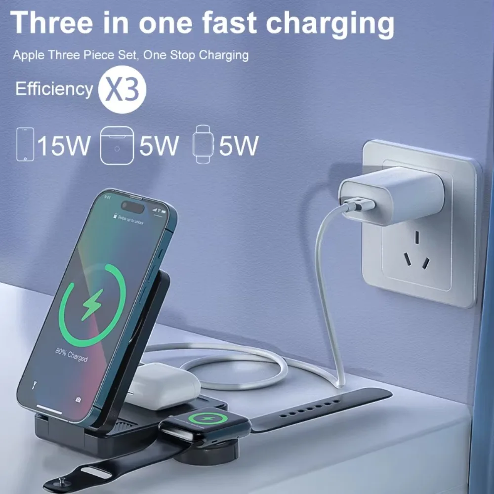 Top Selling Products 2024 3 In 1 Portable Wireless Phone Chargers Magnetic Wireless Charger