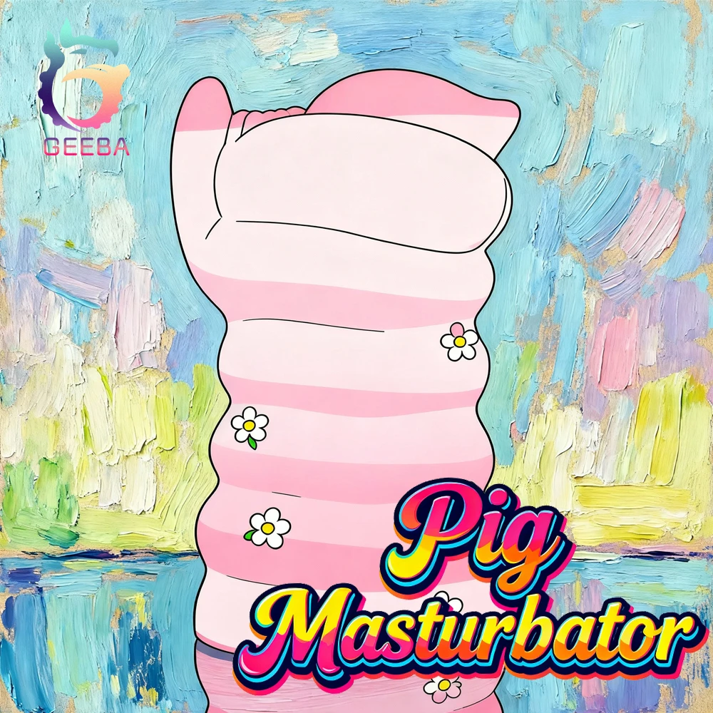 GEEBA 2311 Lifelike Animal Pink Pig Male Masturbator Silicone Animal Shape Masturbation Cup Realistic Vagina PocketPussy Onahole