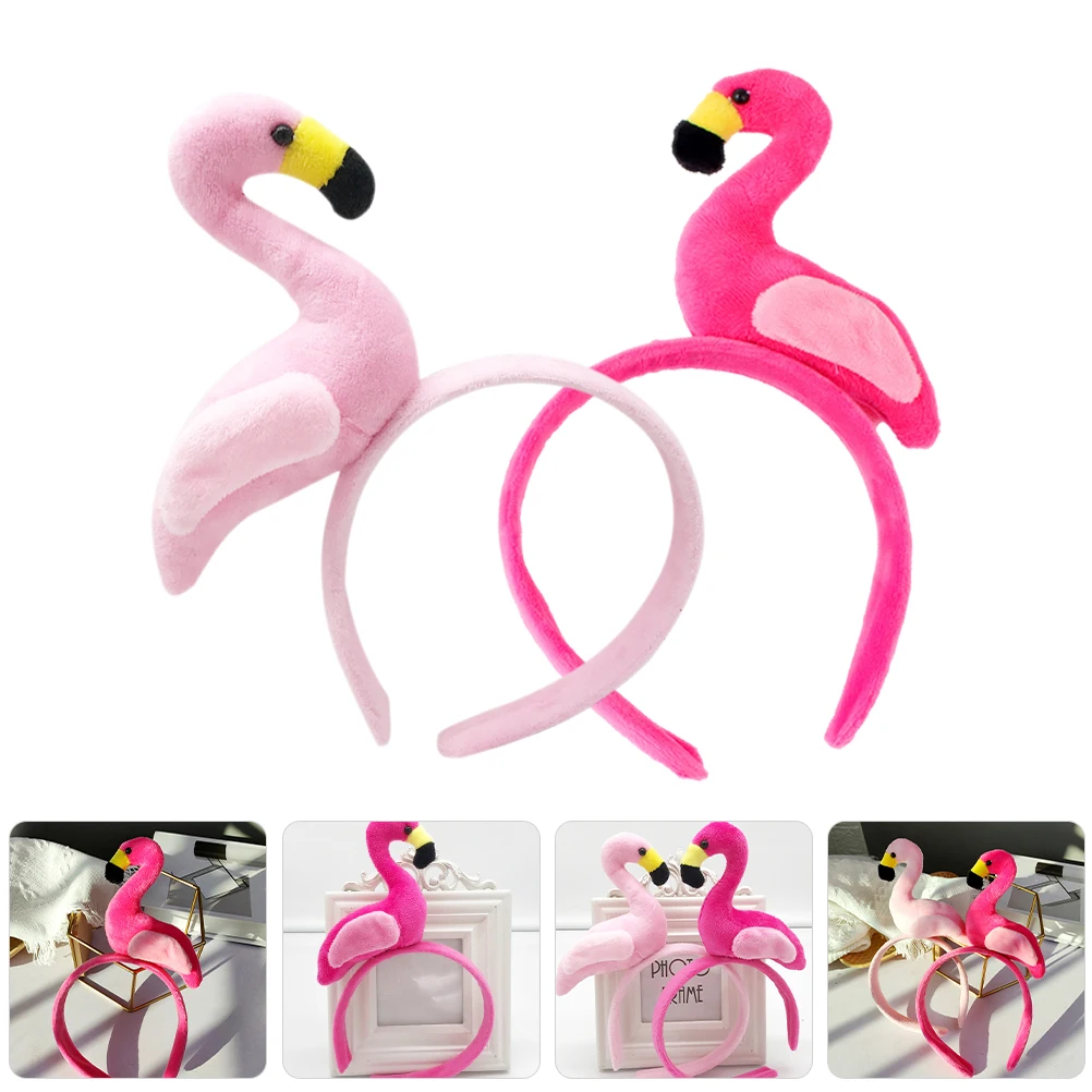 

2Pcs Flamingo Women Super Cartoon Hair Hoop Cute Blue Bucket Hat Cloth Hawaiian Party Cartoon Animals Shaped Accessories