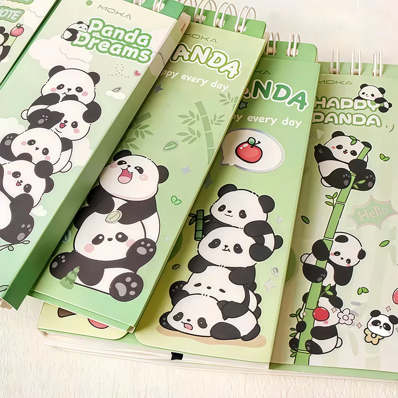 2 Panda Notebooks, 87 Sheets/Book, Double-Sided Writing with Non-Bleeding Ink, Detachable Loose-Leaf Pages, Suitable for Journaling, Note-Taking, Studying, Writing, Work Recording, and Many Other Scenarios, Christmas