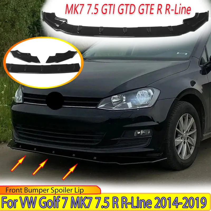 

For VW Golf MK7 MK7.5 GTI GTD R R-Line 2014-2019 Refit Front Bumper Spoiler Lip Chin Splitter Blade Shovel Aprons Body Kits