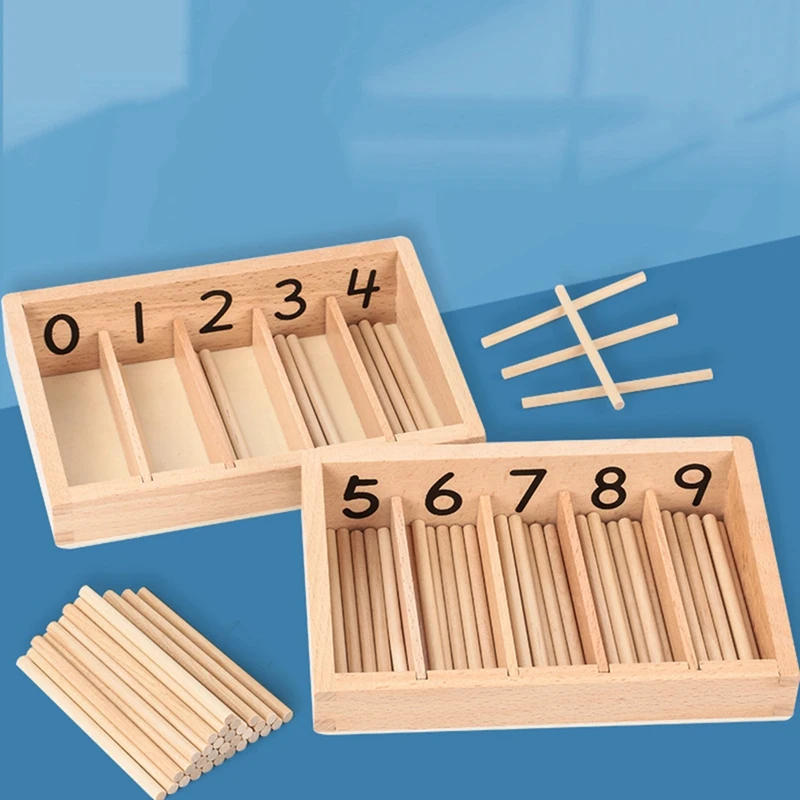 Montessor Montelon Math Toys Set Materials Educational Wooden Spindle Box Early Learning Training Toy Set