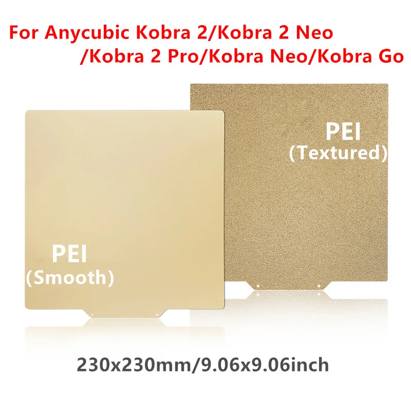 

Энергетический для Anycubic Kobra 2/Kobra Neo/Kobra Go PEI лист 230x230 мм двухсторонняя текстурированная/гладкая Магнитная пластина PEI